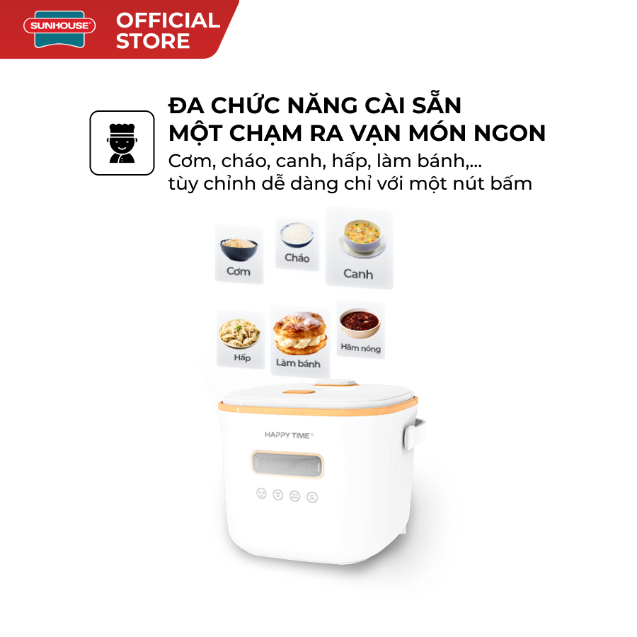 Nồi cơm điện tử 1.2L Happytime HTD8810 - Công nghệ gia nhiệt chuẩn - Chống dính Ceramic - 6 chức năng nấu - Ảnh 5