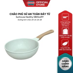 Chảo phủ sứ an toàn đáy từ Sunhouse Healthy SBDS20-24-26-28MT – Chống dính Ceramic – Dùng mọi loại bếp