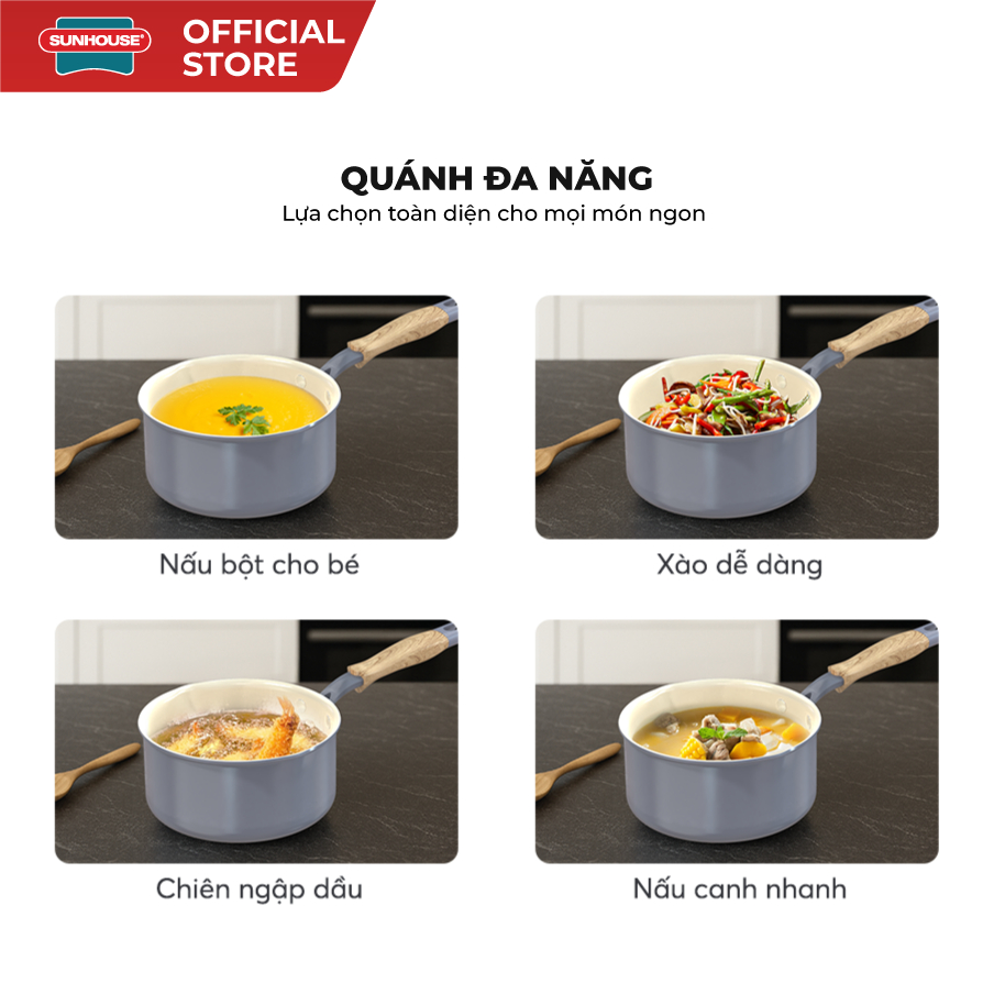 Quánh phủ sứ đáy từ Sunhouse Healthy MP16B - Chống dính Ceramic - Bắt từ nhanh, dùng trên mọi loại bếp - Ảnh 9