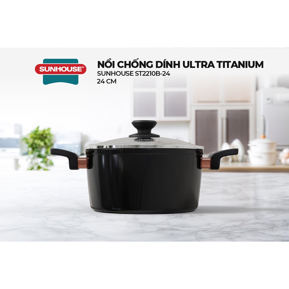 Nồi chống dính Ultra titanium SUNHOUSE ST2210B18-20-24cm - Ảnh 4