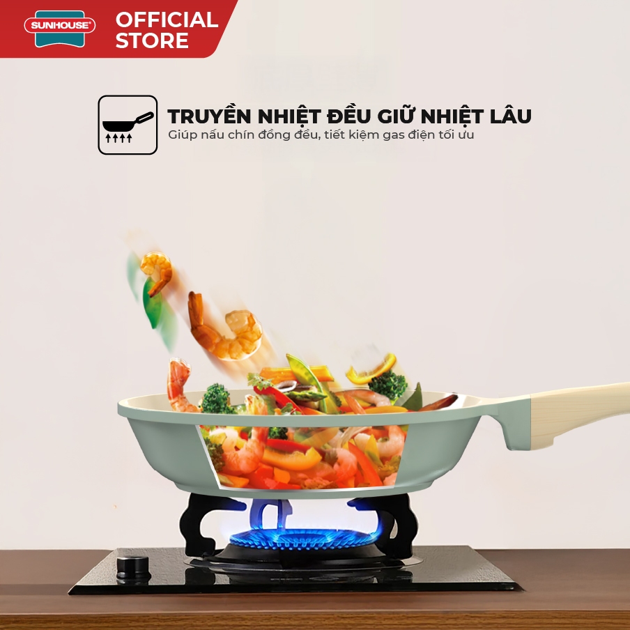 Chảo chống dính đáy từ Sunhouse SHG20-26-28EC - Công nghệ đúc nguyên khối - Chống dính 2 lớp - Sử dụng mọi loại bếp - Ảnh 4