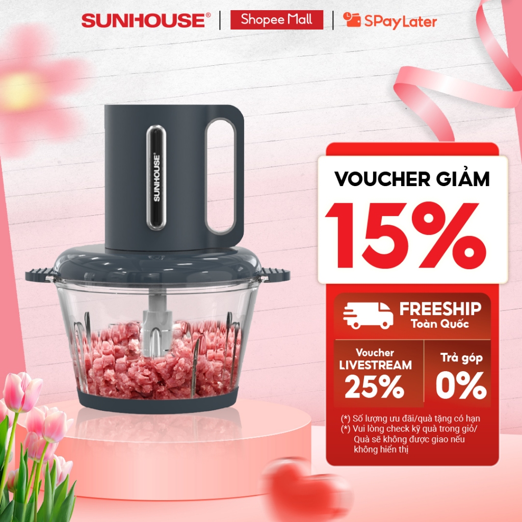Máy xay thịt Sunhouse SHD5403 - Công suất 300W - Dung tích 1.8L - Đa chức năng - Bảo hành 12 tháng chính hãng