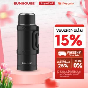 Phích giữ nhiệt đa năng 2.0L inox 304 Sunhouse KS-TH2000VB/KS-TH2000VI – Inox 304 an toàn – Quai xách gấp gọn tiện
