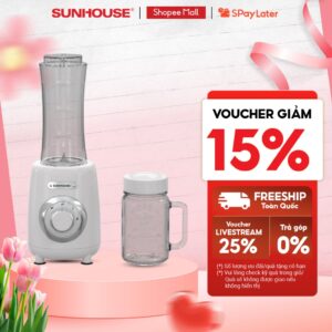 Máy xay sinh tố đa năng Sunhouse SHD5320 – Kết hợp bình uống – Lưỡi dao 4 cánh – An toàn khi xay đồ nóng