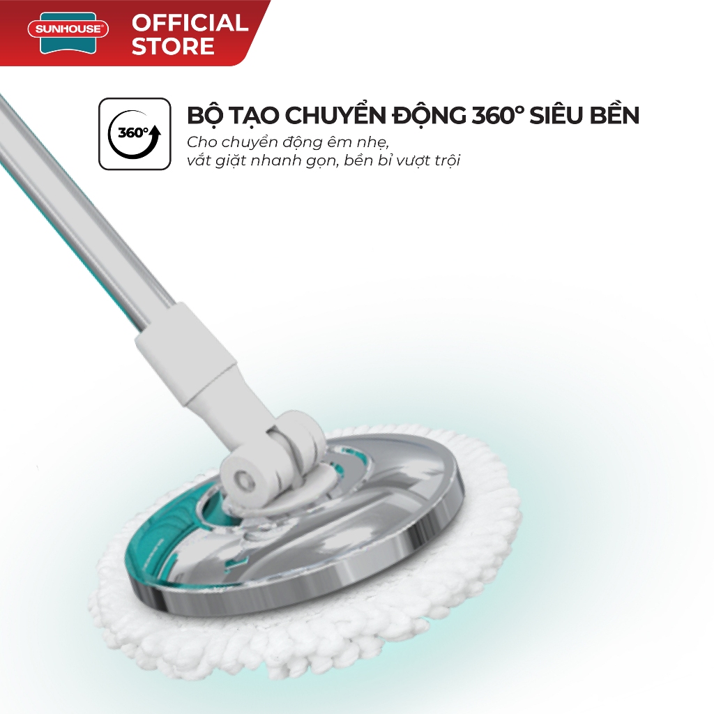 Bộ lau nhà xoay 360 độ Sunhouse KS-CL300IB - Nhựa nguyên sinh siêu bền - Thấm hút tốt - Chuyển động 360 độ - Ảnh 3