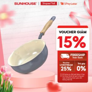Chảo sâu phủ sứ đáy từ Sunhouse Healthy SDPxxM – Chống dính Ceramic – Bắt từ nhanh, dùng trên mọi loại bếp
