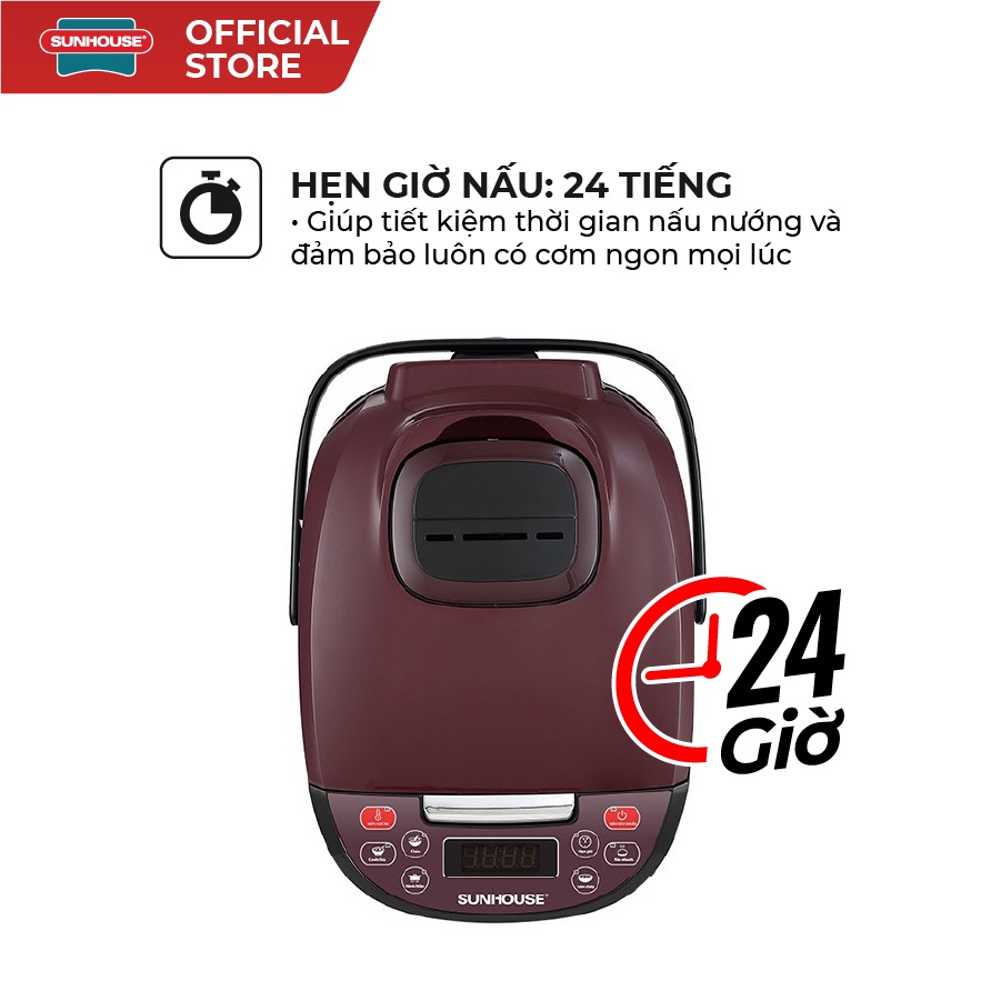 Nồi cơm điện tử 1.8L Sunhouse SHD8909 - Công suất 700W - 6 chế độ nấu tự động - Giữ ấm 12 giờ - Dành cho 4-6 người - Ảnh 5