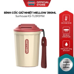 Bình cốc giữ nhiệt Mellow 390ml Sunhouse KS-TU390MW – Inox 304 an toàn – Giữ nhiệt 6-8h – Nắp bật tiện lợi