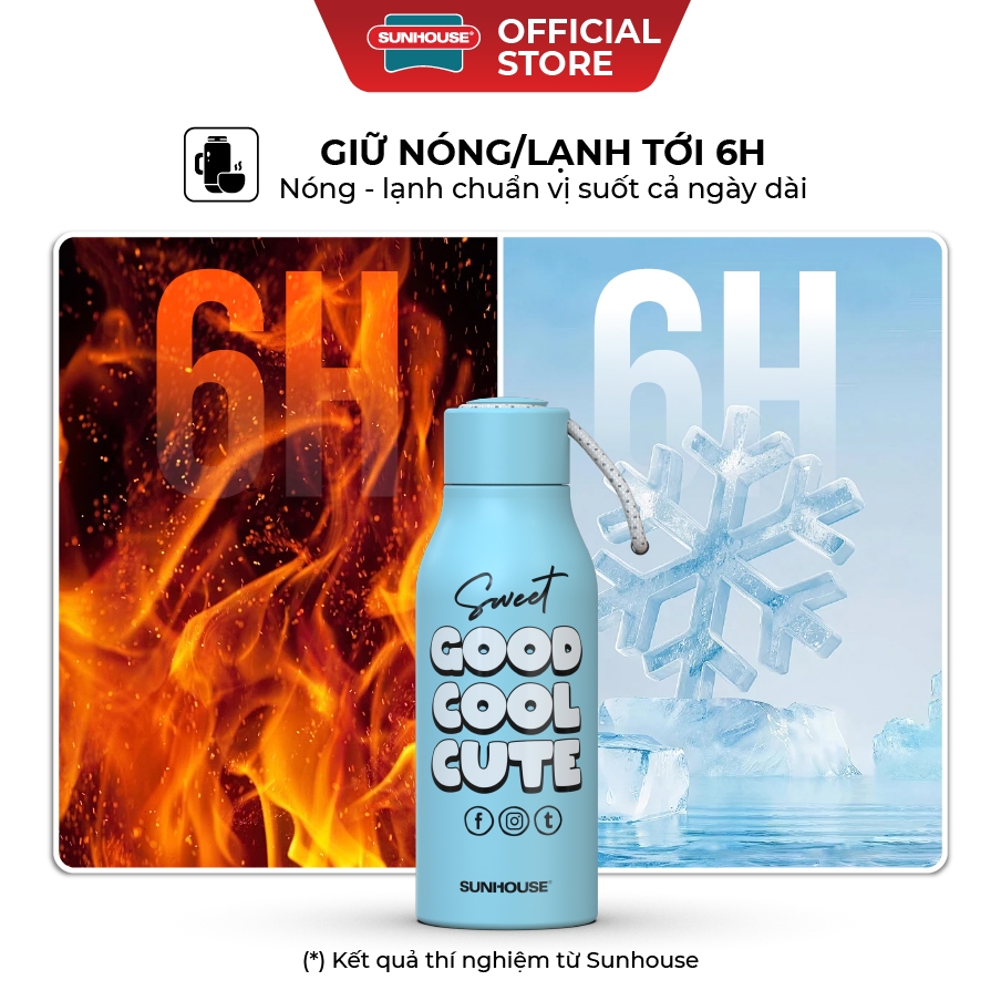 BÌnh giữ nhiệt school 400ml Sunhouse KS-TU400SB/ KS-TU400SP - Inox 304 - Giữ nhiệt lên đến 10h - Ảnh 5