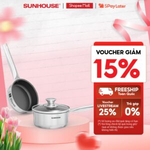 [Độc quyền Shopee] Bộ chảo quánh inox Baby Sunhouse SHG520-14 đáy từ – Đường kính 14cm – Phù hợp mọi loại bếp