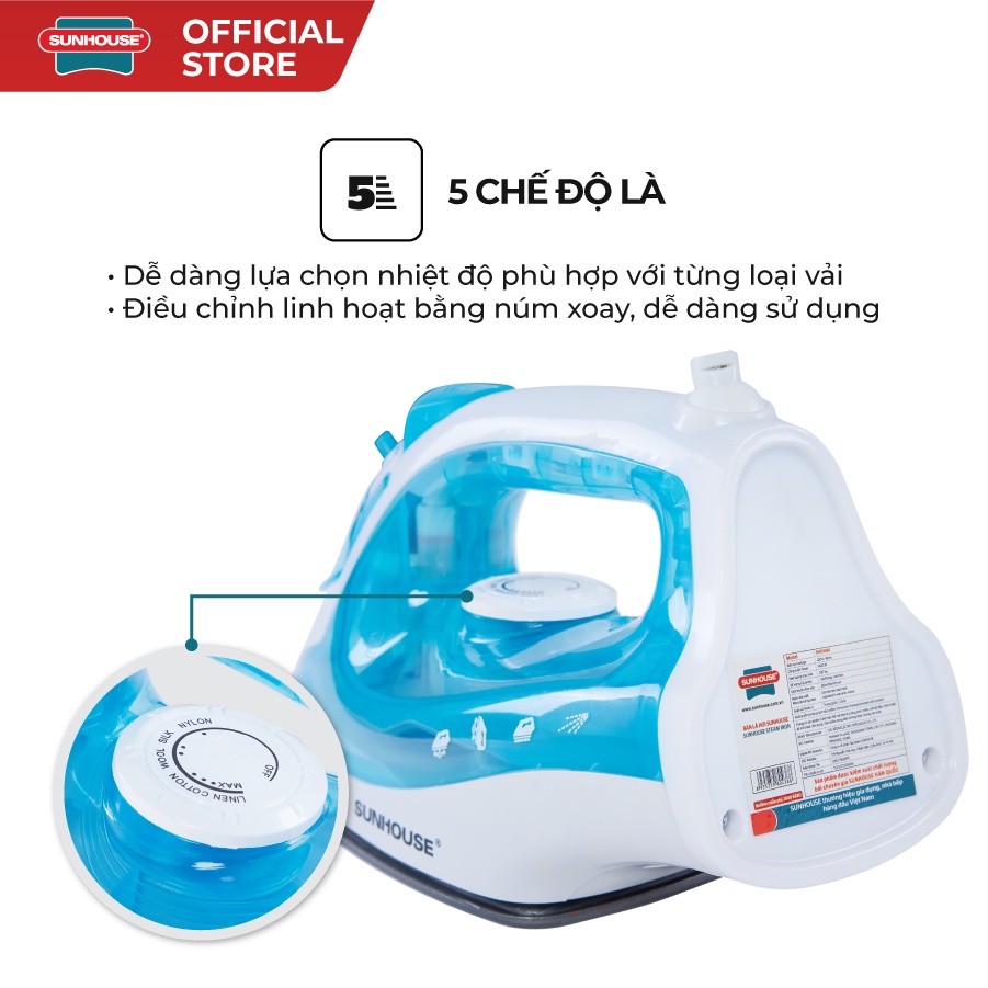 Bàn là hơi SUNHOUSE SHD2065 - Công suất 1600W - Bảo hành 12 tháng - Ảnh 5