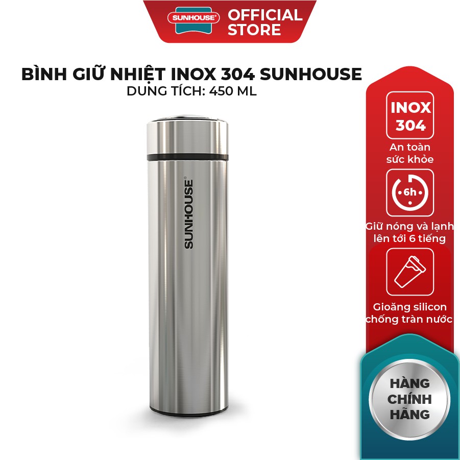 Bình giữ nhiệt Inox 304 SUNHOUSE 450ml KS-TU450I - Ảnh 2