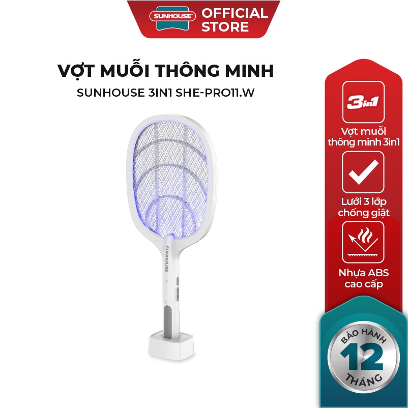 Vợt muỗi thông minh SUNHOUSE 3IN1 SHE- PRO11.W