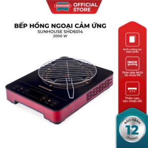 Bếp hồng ngoại cảm ứng SUNHOUSE SHD6014 – Mặt kính cường lực – Phím bấm điện tử tiếng Việt – Dùng được mọi loại nồi