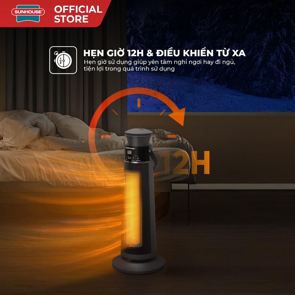 Sưởi điện Ceramic Sunhouse SHD7061 - Linh hoạt 2 chế độ - Tích hợp chế độ quay - Công nghệ sưởi an toàn - Ảnh 6