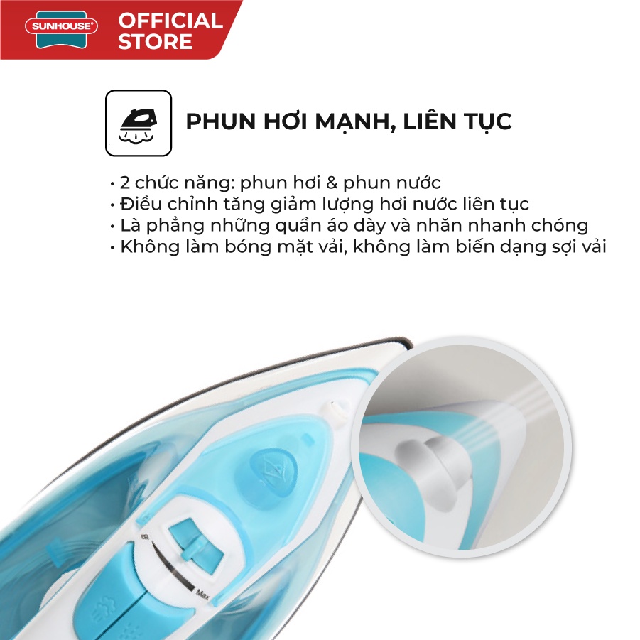 Bàn là hơi SUNHOUSE SHD2065 - Công suất 1600W - Bảo hành 12 tháng - Ảnh 4