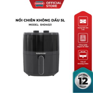 [Bản mới] Nồi chiên không dầu 5L Sunhouse SHD4021 – Khoang chiên trong suốt – Công nghệ Rapid Air 360 độ