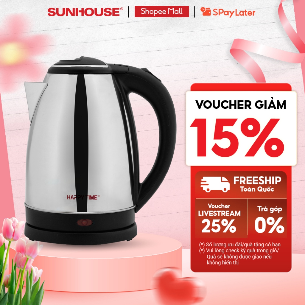 Ấm siêu tốc Inox 1.8L SUNHOUSE Happy Time HTD1081