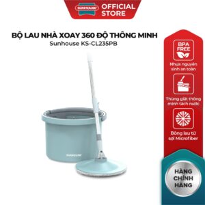 Bộ lau nhà xoay 360 độ thông minh Sunhouse KS-CL235PB – Cơ chế tách nước thông minh – Tiết kiệm 60% lượng nước dùng