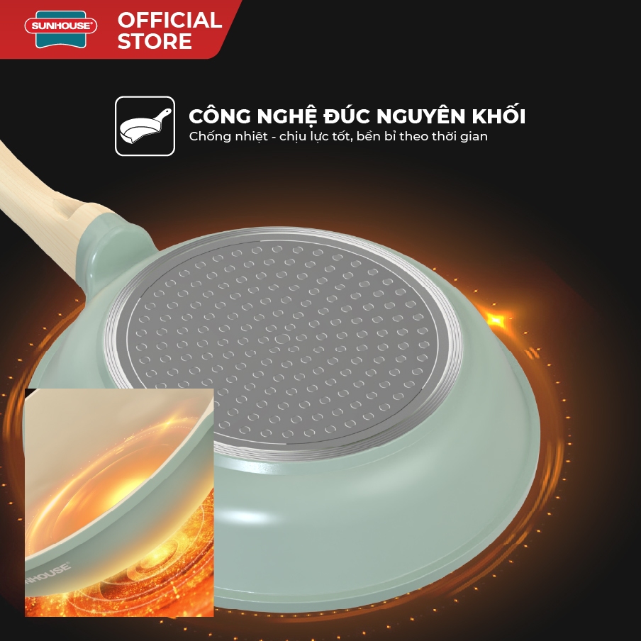 Chảo chống dính đáy từ Sunhouse SHG20-26-28EC - Công nghệ đúc nguyên khối - Chống dính 2 lớp - Sử dụng mọi loại bếp - Ảnh 3