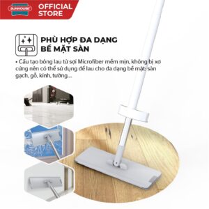 Cây lau nhà tự vắt đa năng SUNHOUSE KS-MO3211PW – Xoay 360º lau mọi ngóc ngách, bông lau sợi tổng hợp thấm hút tốt