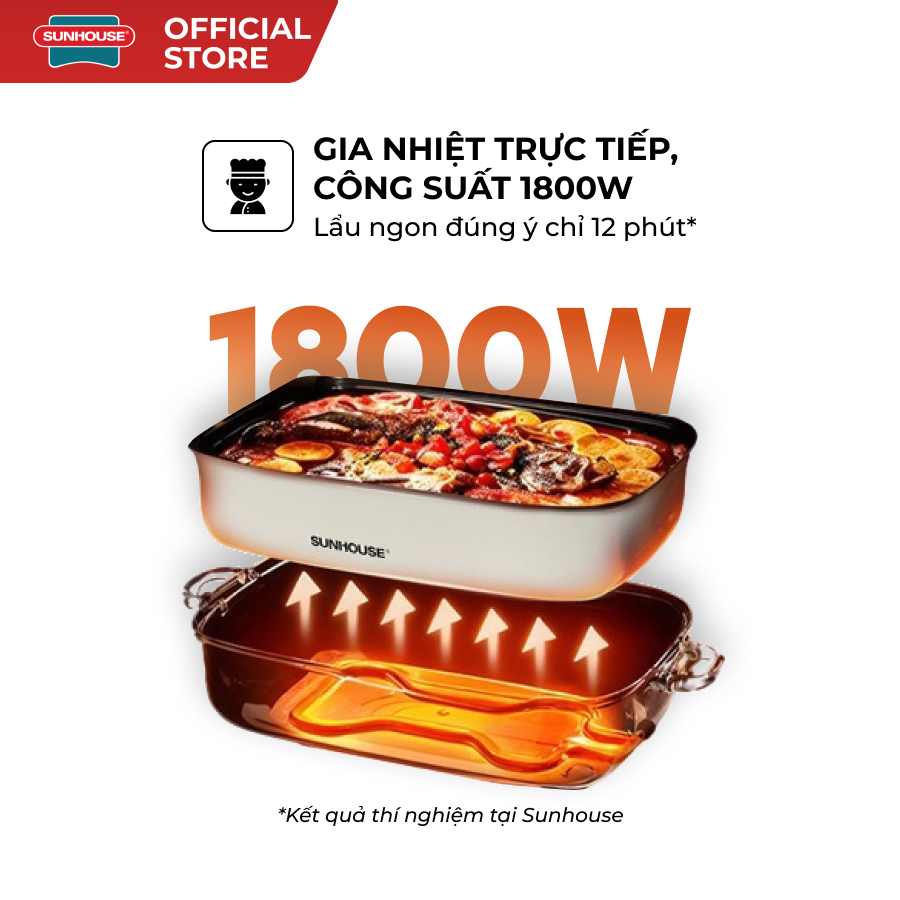 Lẩu điện 6L Sunhouse SHD4560 (1800W) - SHD4568 (2200W) , Chín tức thì trong 12 phút - Gia nhiệt trực tiếp - Ảnh 6