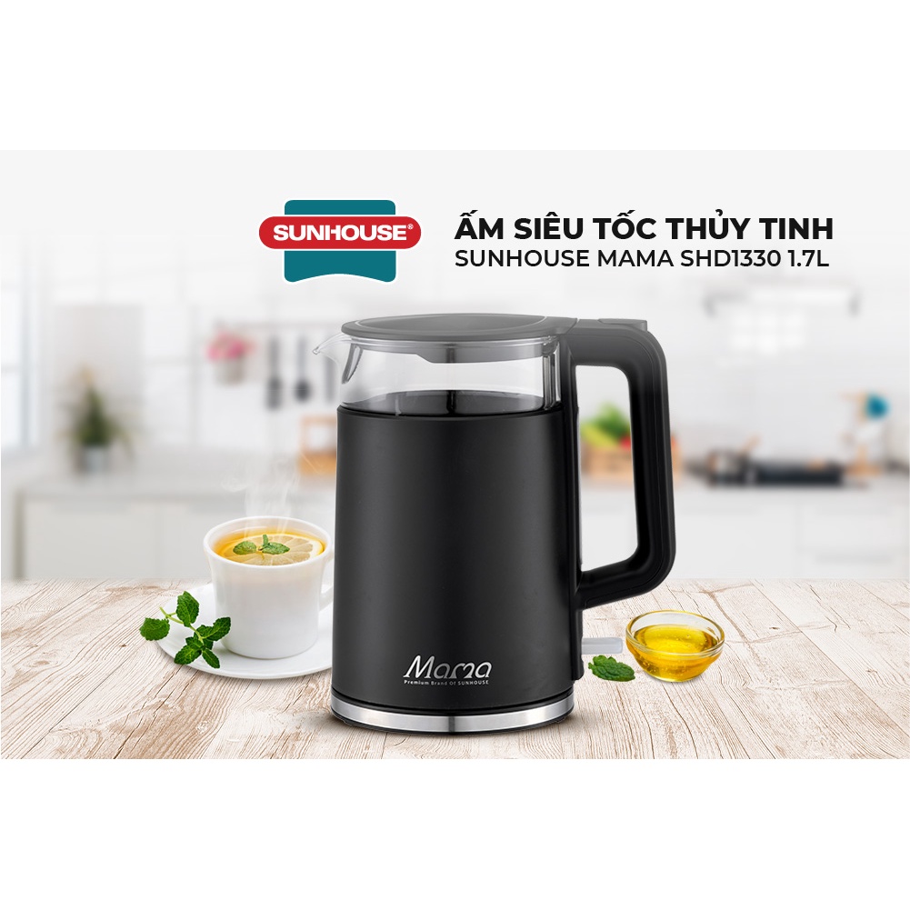 Ấm siêu tốc thủy tinh 1.7L SUNHOUSE SHD1330 - Ảnh 2