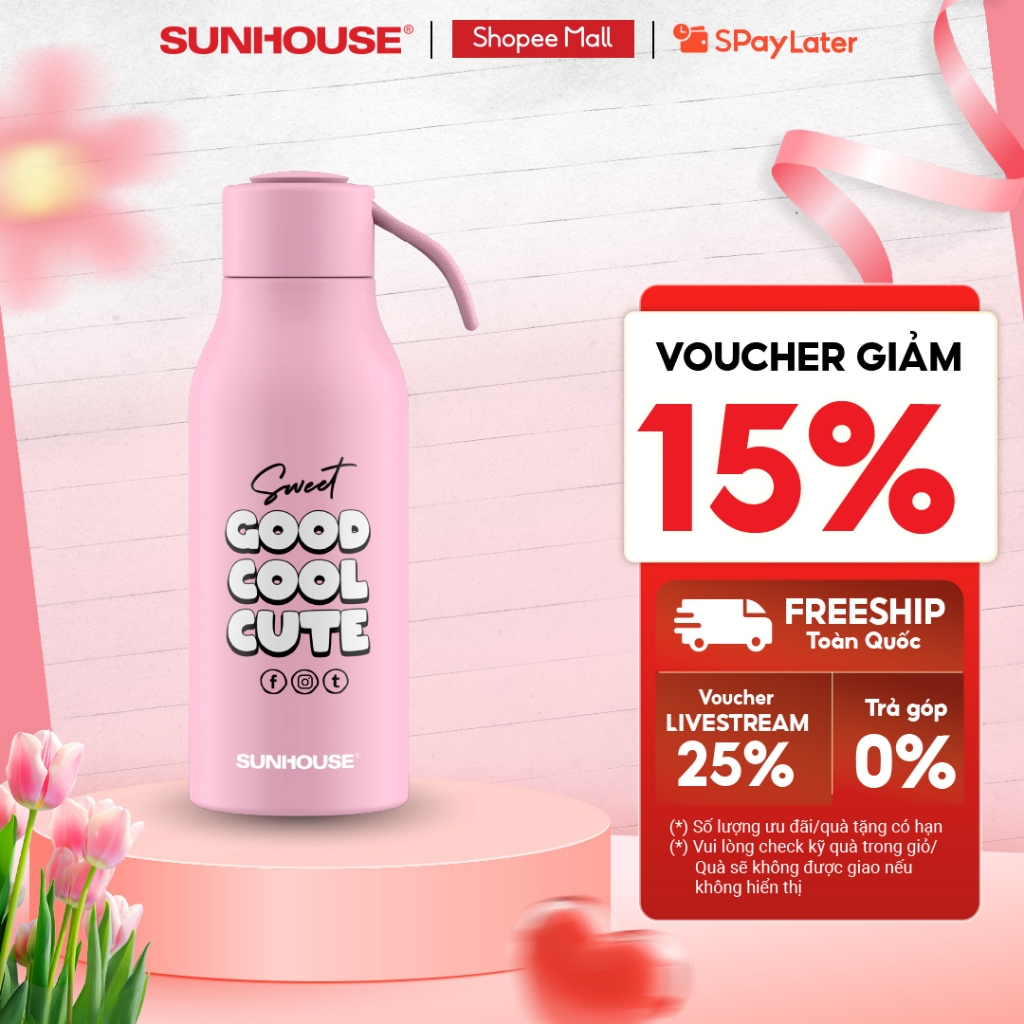 BÌnh giữ nhiệt school 400ml Sunhouse KS-TU400SB/ KS-TU400SP - Inox 304 - Giữ nhiệt lên đến 10h - Ảnh 2