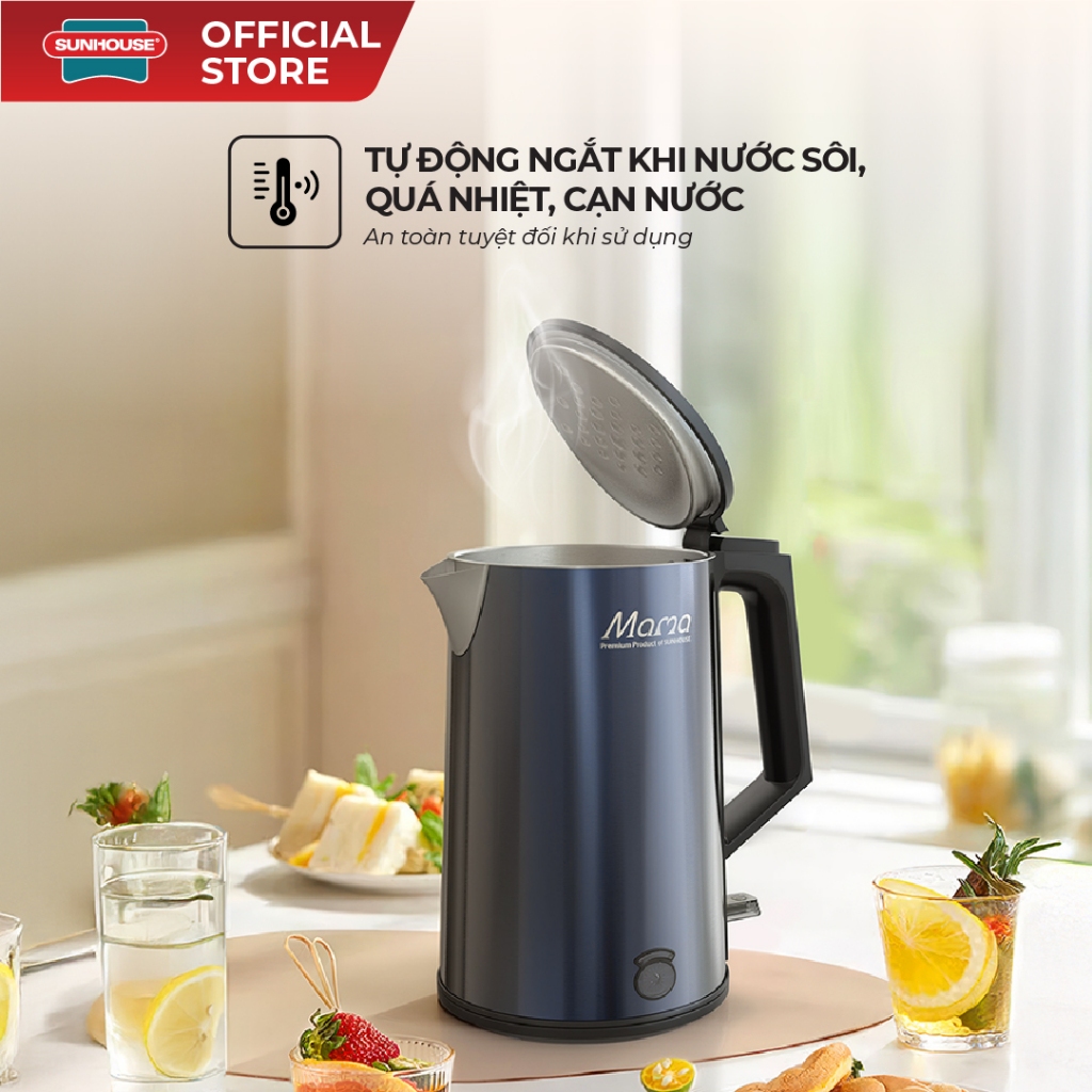 Ấm siêu tốc Inox 3 lớp 1L Sunhouse Mama SHD1373 - Thân ấm 3 lớp chống bỏng - Inox 304 an toàn - Tự động ngắt - Ảnh 5