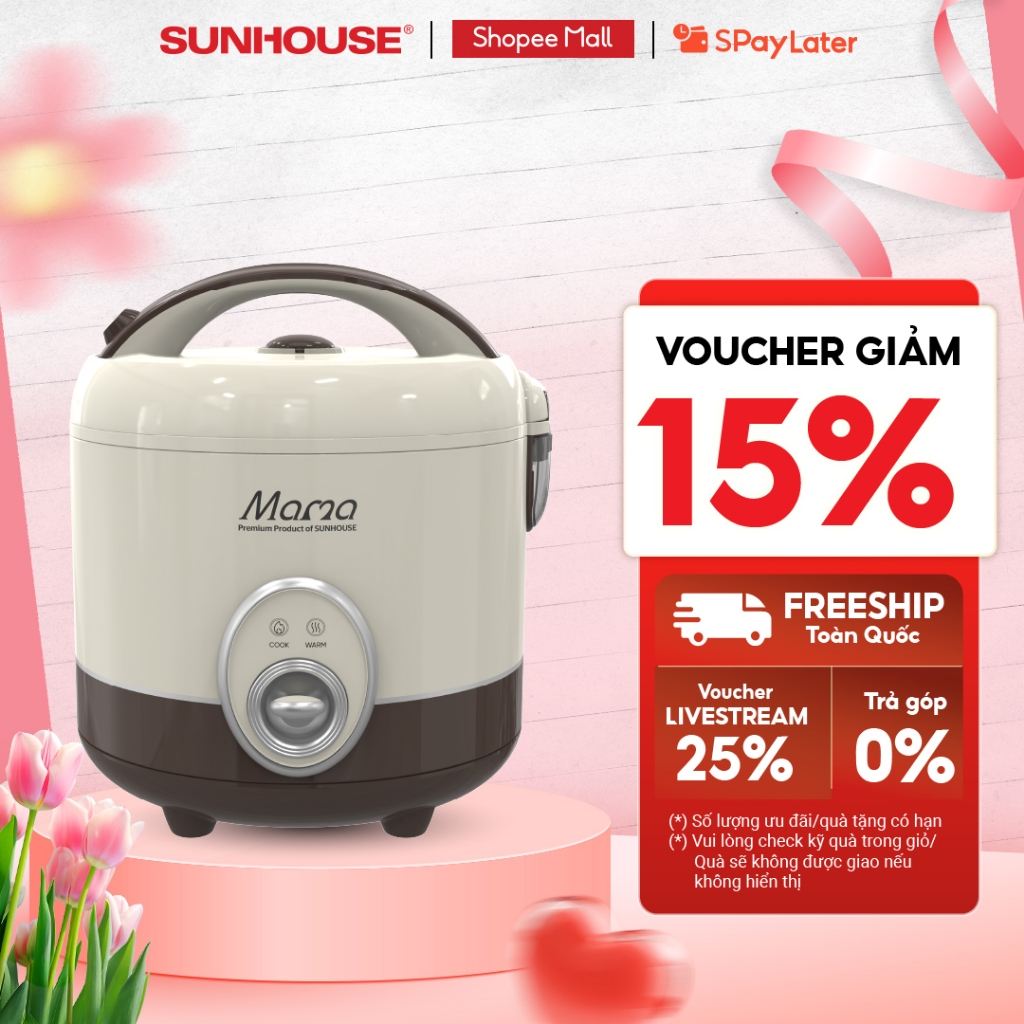 Nồi cơm điện 1.8L Sunhouse Mama SHD8667 - Dung tích 1.8L phù hợp 4-6 người - Chống dính Ceramic - Đa chức năng