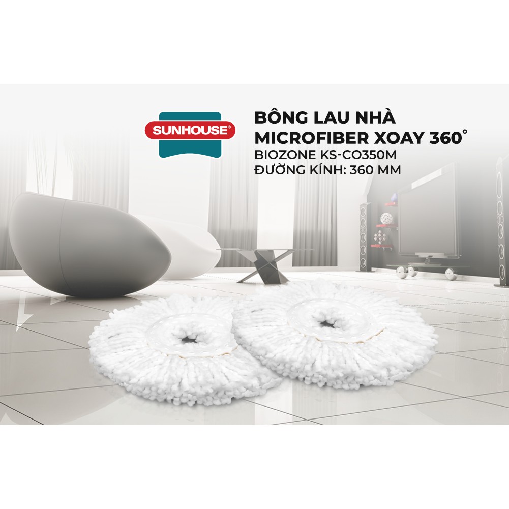 Bông Lau Nhà Microfiber Xoay 360 Độ SUNHOUSE KS-CO350M Đường Kính 360 - Ảnh 3