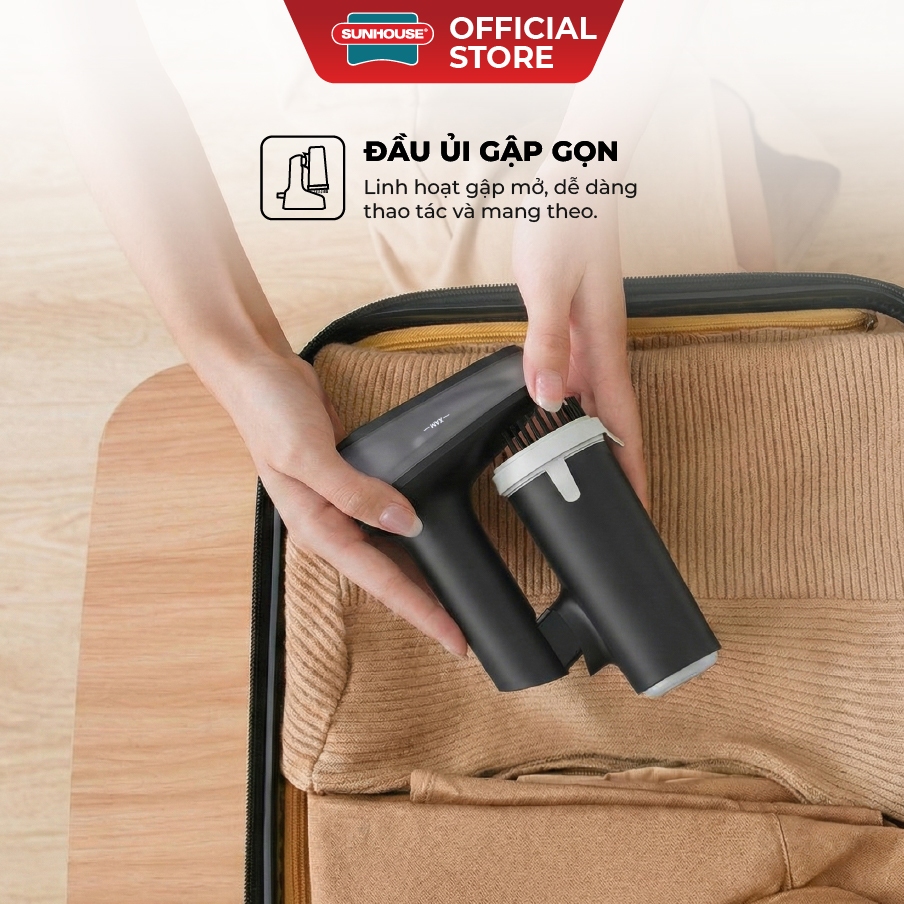 Bàn là hơi cầm tay Sunhouse SHD2177 - Đầu ủi gập linh hoạt - Công suất 1250W - 2 chế độ phun hơi phù hợp mọi loại vải - Ảnh 2