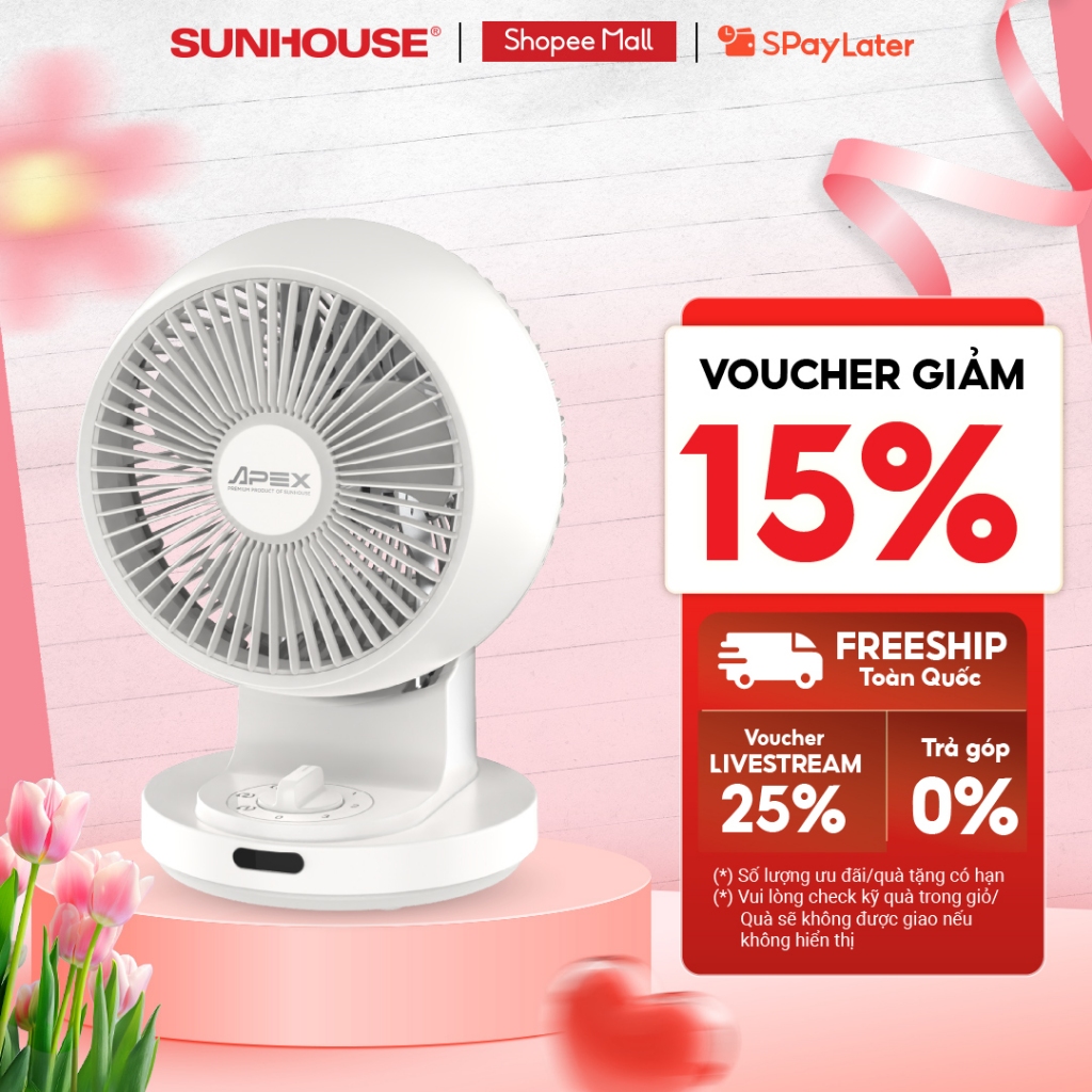 Quạt tuần hoàn không khí Sunhouse Apex APF7310W - Đảo gió 4 chiều - Tuần hoàn không khí - Động cơ đồng bền bỉ