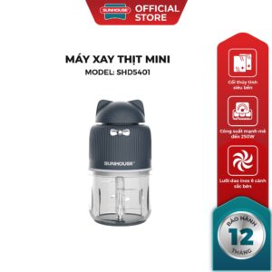 Máy xay thịt mini Sunhouse SHD5401 – Công suất 250W mạnh mẽ – Lưỡi dao 6 cánh sắc bén – Cối chịu nhiệt tới 70 độ C