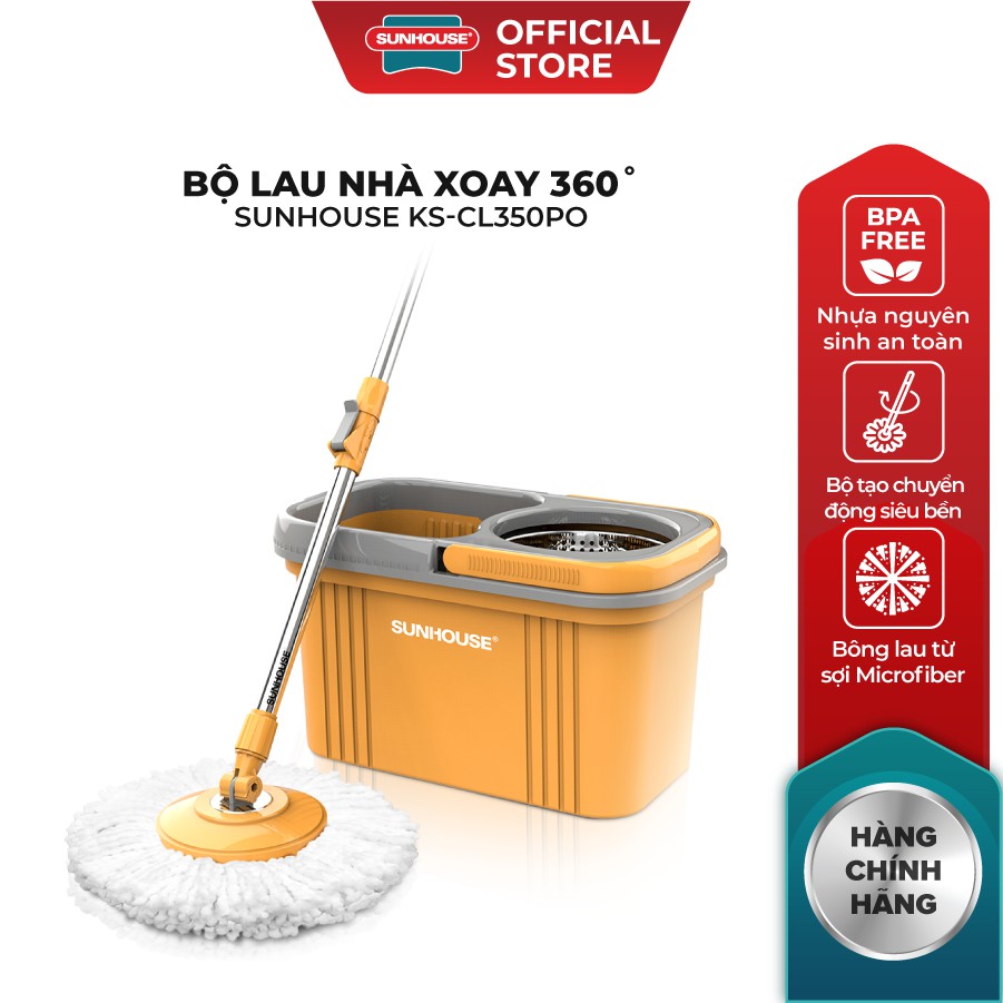 Bộ lau nhà xoay 360 độ SUNHOUSE KS-CL350PO - Ảnh 2