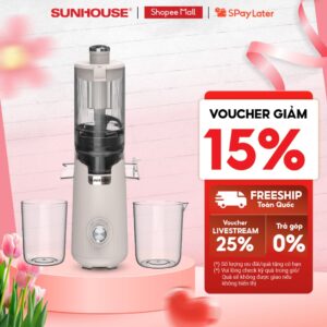 Máy ép chậm làm kem SUNHOUSE SHD5504 – Công suất lớn 200W ép khỏe, kiệt bã – Ống tiếp dẫn to ép cả quả – Dễ vệ sinh