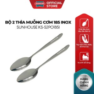 Bộ 2 Thìa muỗng cơm185 inox Sunhouse KS-S2PO185I – Inox chống gỉ dày dặn – Tay cầm chắc chắn – Dễ làm sạch