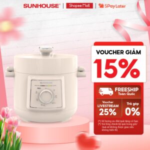 Nồi áp suất điện đa năng 2.5L Sunhouse SHD1520  – Lòng nồi hợp kim nhôm – Đa chức năng nấu – Xả áp bằng nút ấn