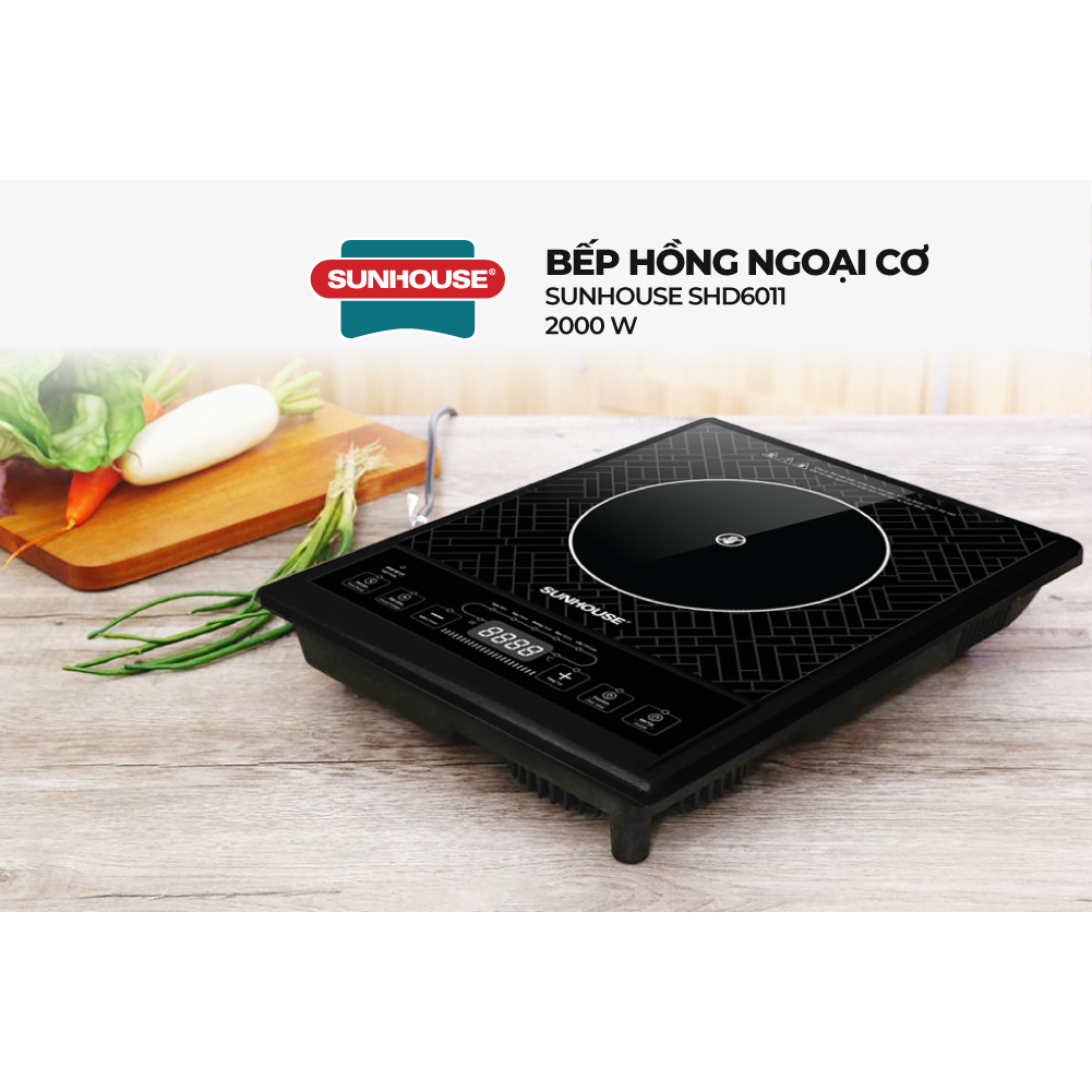 Bếp đơn hồng ngoại Sunhouse SHD6011 - Công suất 2000W - Phím bấm điện tử - 5 chế độ nấu - Bảo hành 12 tháng - Ảnh 3