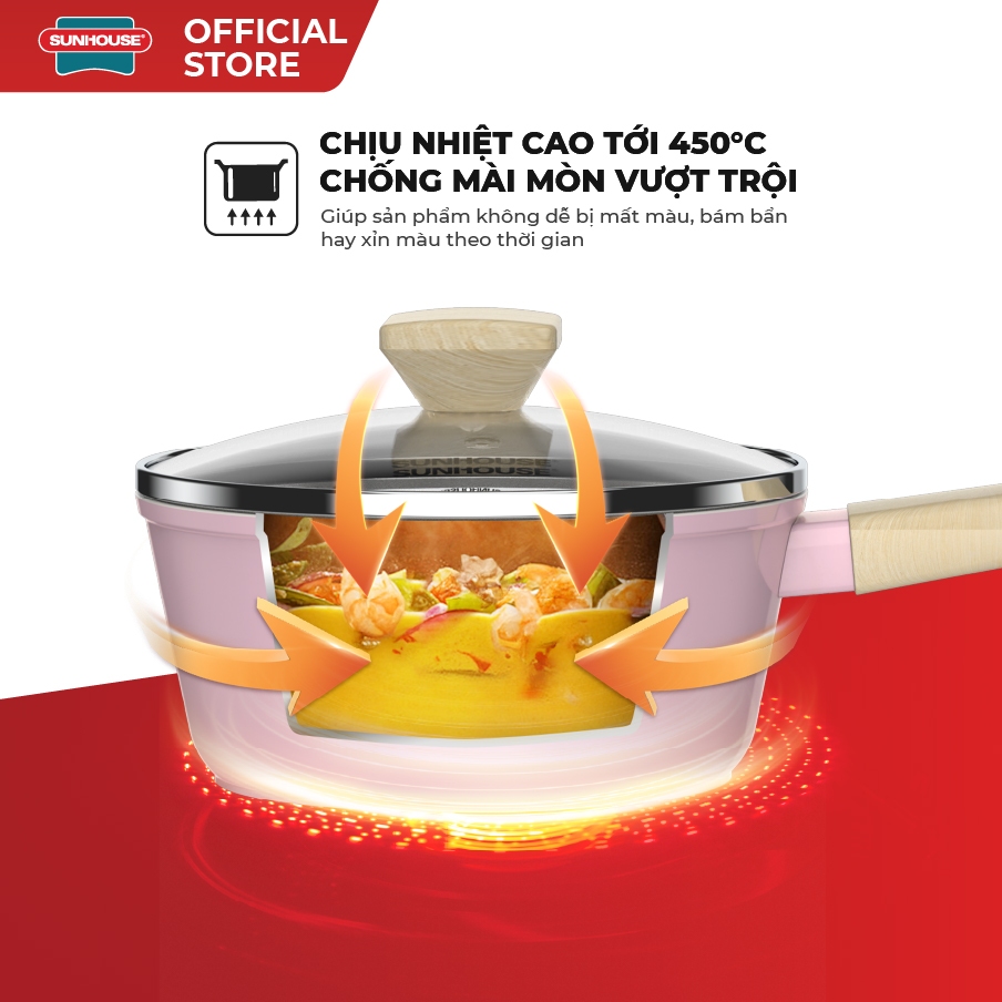 Bộ nồi phủ sứ Nano đáy từ Sunhouse Healthy SHG7979MP1/MT1 - Chống dính Nano Ceramic - Dùng mọi loại bếp - Ảnh 6