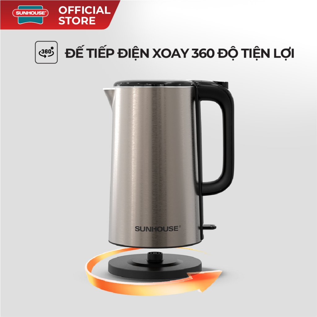Ấm siêu tốc Inox 2 lớp 2L Sunhouse SHD1396 - Dung tích lớn 2L - Tự động ngắt khi sôi - Đáy liền chống rò rỉ - Ảnh 5