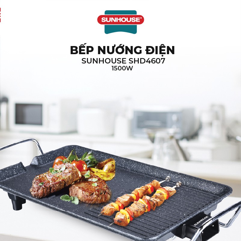 Bếp nướng điện Sunhouse SHD4607 - Công suất 1500W - Một miệng rót mỡ thừa tiện dụng - Phích cắm rời, 2 chấu - Ảnh 2