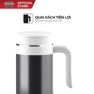 Bình cốc giữ nhiệt Stay Table 520ml Sunhouse KS-TU520SB – Inox 316 cao cấp – Quai xách tiện lợi