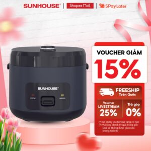 Nồi cơm điện 1.2L Sunhouse SHD8219 – Công suất 500W – Chống dính Whifort an toàn – Phù hợp 2-4 người – Giữ ấm đến 8h