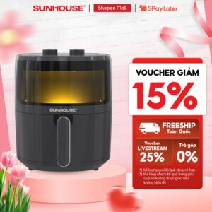 [Bản mới] Nồi chiên không dầu 5L Sunhouse SHD4021 – Khoang chiên trong suốt – Công nghệ Rapid Air 360 độ