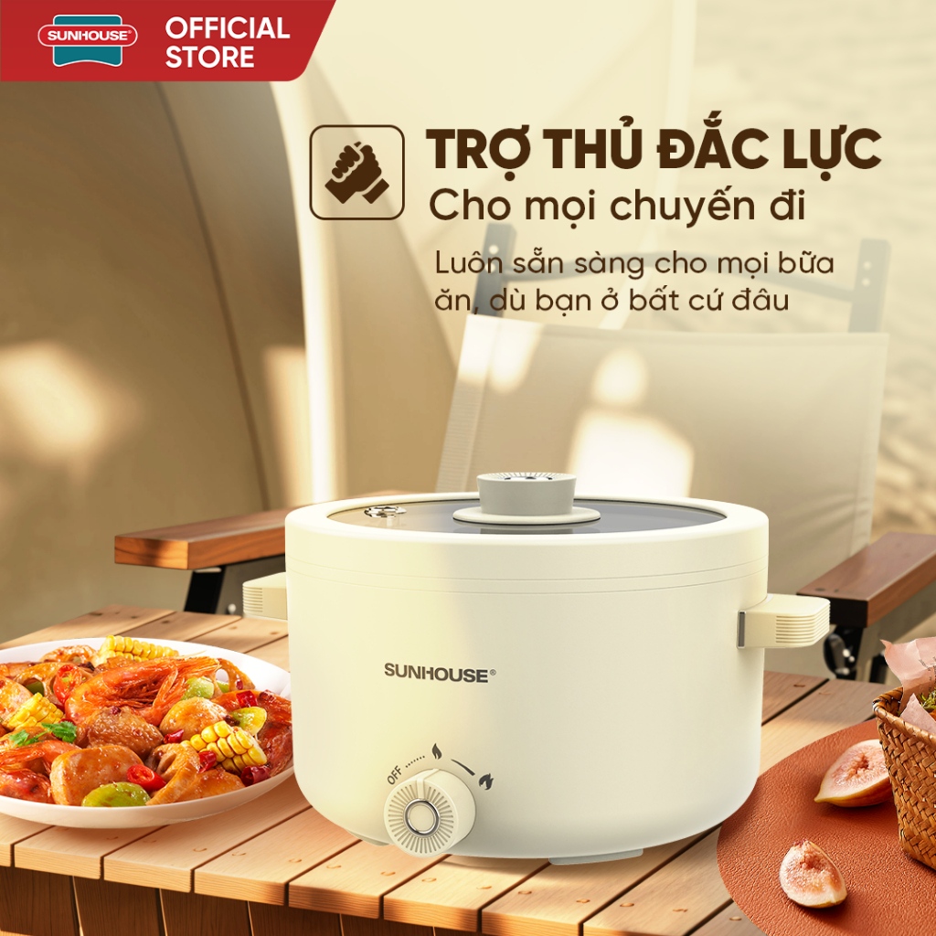 Lẩu điện mini đa năng 2.0L Sunhouse SHD4517 - Đa năng 4in1 - Lòng nồi chống dính Ceramic - Gia nhiệt trực tiếp - Ảnh 8