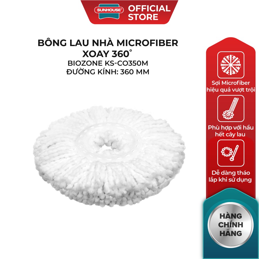 Bông Lau Nhà Microfiber Xoay 360 Độ SUNHOUSE KS-CO350M Đường Kính 360 - Ảnh 2