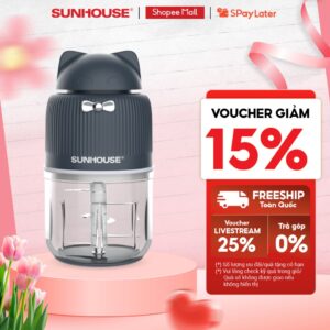 Máy xay thịt mini Sunhouse SHD5401 – Công suất 250W mạnh mẽ – Lưỡi dao 6 cánh sắc bén – Cối chịu nhiệt tới 70 độ C