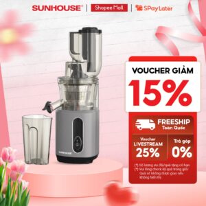Máy ép chậm SUNHOUSE SHD5503 | Công suất 240W | Công nghệ lưới lọc PUREMAX | Ép kiệt bã | Ống tiếp nguyên liệu lớn