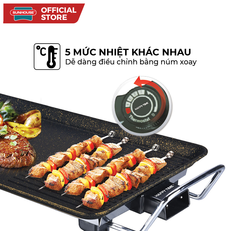 Bếp nướng điện SUNHOUSE Happy Time HTD4606 - Mặt chống dính - ĐIều chỉnh núm xoay - Bảo hành 12 tháng - Ảnh 5